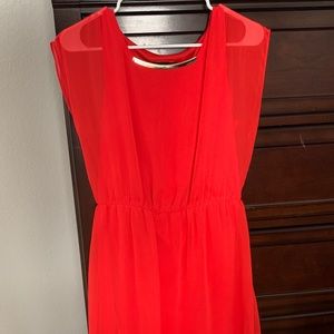 Orange Dress with gold neck line